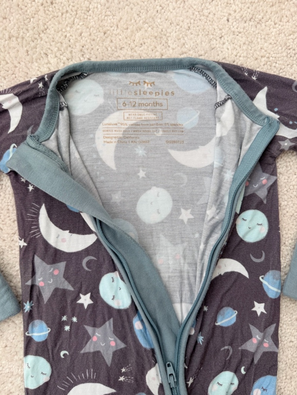 Little Sleepies Gray Moon & Blue Planet Footie - Picture 6 of 12